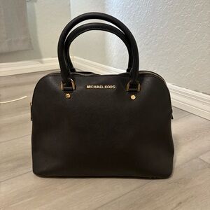 Michael Kors Black Satchel with Gold Accents